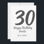 Invitation Modèle noir pour 30e anniversaire avec nom date an<br><div class="desc">conception modifiable</div>