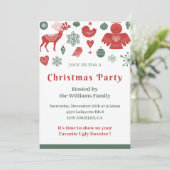 Invitation Modèle nordique vert beau Noël (Debout devant)