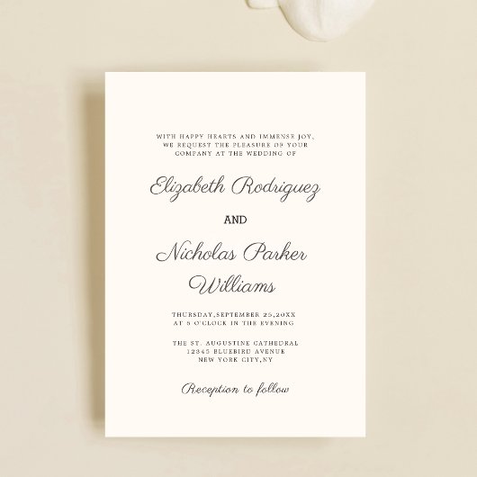 Invitation modèle numérique crème classique