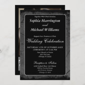 Invitation Modèle numérique d'art moderne élégant gris noir (Devant / Derrière)