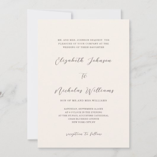 Invitation modèle numérique unique crème (Devant)