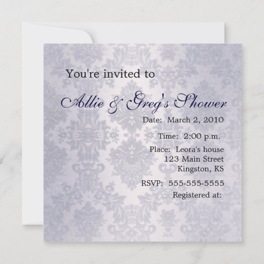 Invitation Modèle nuptiale de douche de couples faciles et (Dos)
