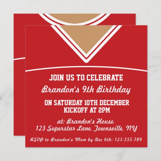 Invitation Modèle orienté d'invitation de partie du Jersey du (Devant / Derrière)