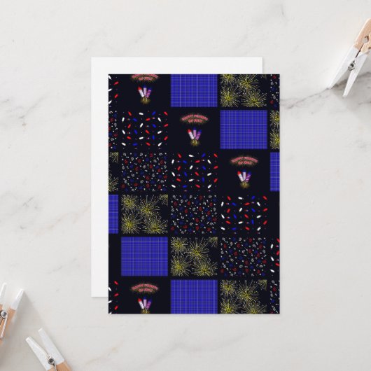 Invitation Modèle patchwork du 4 juillet - 4 juillet (Devant/Arrière en situation)