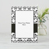 INVITATION MODÈLE PHOTO BLACK ET BLANC DAMASK (Debout devant)