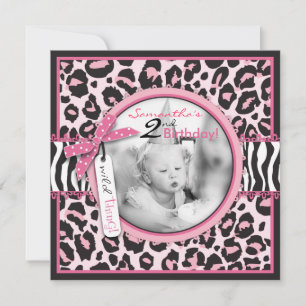 Invitation Modèle photo Cheetah Print & Cupcake Anniversaire