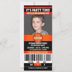 Invitation Modèle photo d'anniversaire de basket-ball