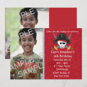 Invitation Modèle photo d'anniversaire du crâne pirate (Devant / Derrière)