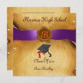 Invitation MODÈLE PHOTO DE DIPLÔME PARCHEMENT p Sceau de cire (Devant / Derrière)