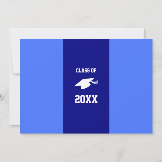 Invitation Modèle photo de graduation bleu et blanc classique (Dos)