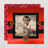 Invitation MODÈLE PHOTO de monogramme BLACK ROUGE (Devant / Derrière)