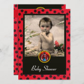 Invitation MODÈLE PHOTO de monogramme BLACK ROUGE (Devant / Derrière)