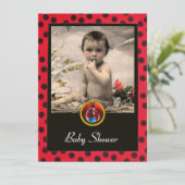 Invitation MODÈLE PHOTO de monogramme BLACK ROUGE (Debout devant)