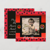 Invitation MODÈLE PHOTO de monogramme BLACK ROUGE (Devant / Derrière)