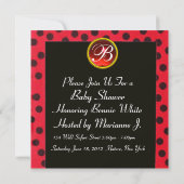Invitation MODÈLE PHOTO de monogramme BLACK ROUGE (Dos)