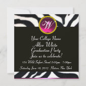 Invitation MODÈLE PHOTO de monogramme BLEU BLEU BLACK ZEBRA F (Dos)