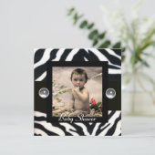 Invitation MODÈLE PHOTO de monogramme de farine ZEBRA BLANC N (Debout devant)