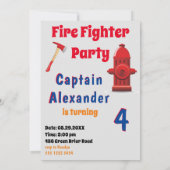 Invitation Modèle photo des enfants pompiers Anniversaire (Dos)
