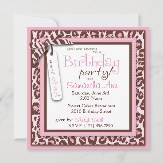 Invitation Modèle photo d'impression Cheetah (Dos)