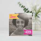 Invitation Modèle photo du drapeau lumineux fête de 40e anniv (Debout devant)