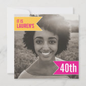 Invitation Modèle photo du drapeau lumineux fête de 40e anniv (Devant)