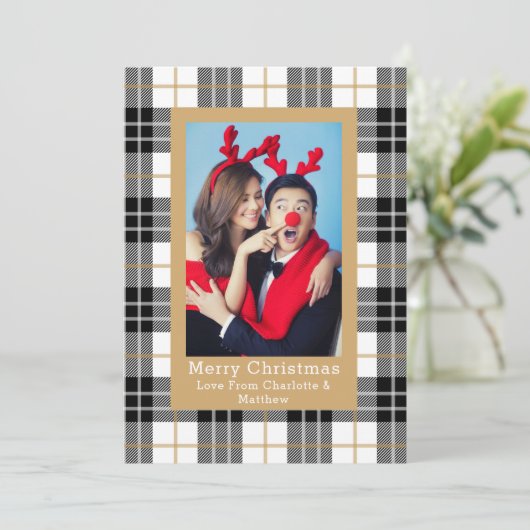 Invitation Modèle photo Motif Plaid Personnalisé (Debout devant)