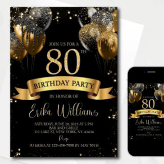 Invitation modèle pour 80e anniversaire : Balle no