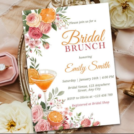 Invitation modèle pour brunch de mariage Citrus, C