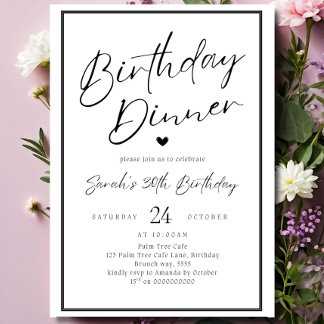 Invitation modèle pour dîner adultes noir tous A