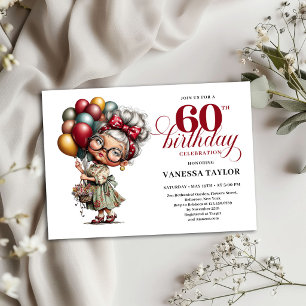 Invitation modèle pour les 60 ans de Madame Humour