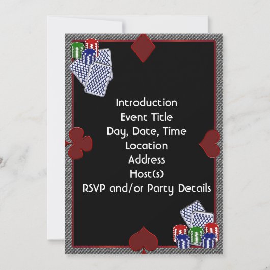 Invitation modèle pour soirée poker (Devant)