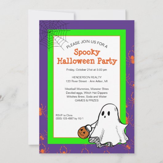 Invitation modèle pour une fête Halloween avec un (Devant)