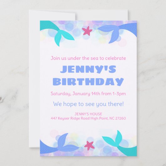 Invitation modèle pour une fête sous la mer pour e (Devant)