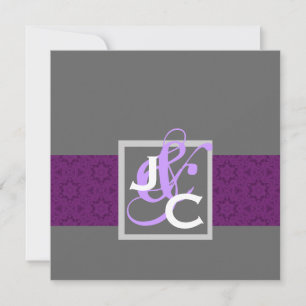 Invitation Modèle Purple Ribbon Mariage damassé