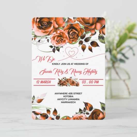 Invitation Modèle Rose crémeux | Imprimable (Debout devant)