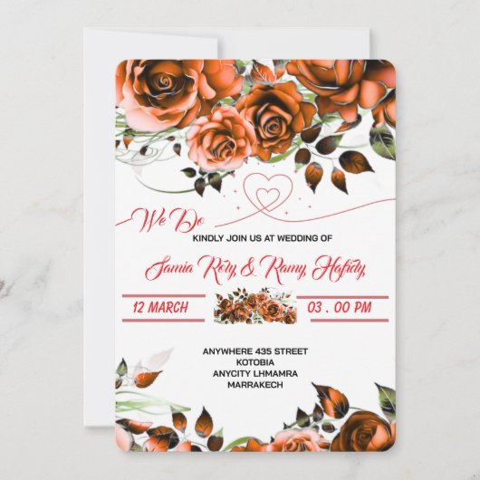 Invitation Modèle Rose crémeux | Imprimable (Devant)