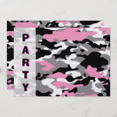 Invitation Modèle rose d'invitation de partie de Camo (Devant / Derrière)