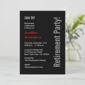 Invitation Modèle rouge blanc de RETRAITE de noir moderne de (Debout devant)