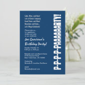 Invitation Modèle rouge blanc moderne de bleu marine (Debout devant)