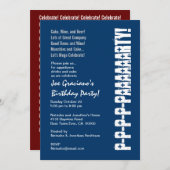 Invitation Modèle rouge blanc moderne de bleu marine (Devant / Derrière)