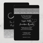 Invitation Modèle Silver Grey et Black Mariage damassé V07 (Devant / Derrière)