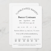 Invitation Modèle simple d'étiquette pour nourriture de cotta (Devant / Derrière)