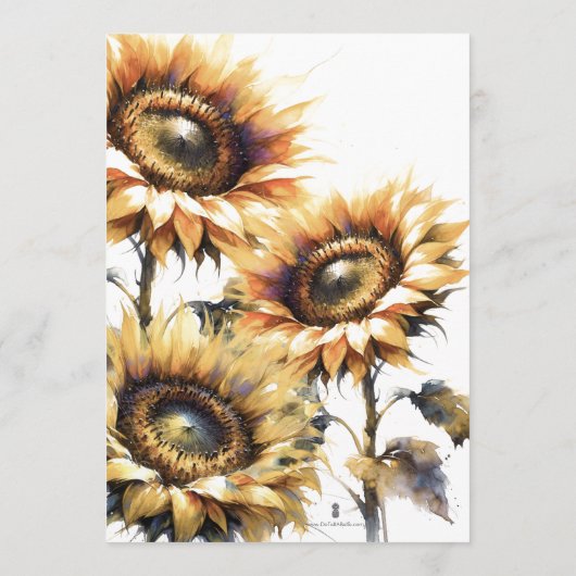 Invitation Modèle unique de Mariage de tournesol (Dos)