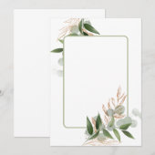 Invitation Modèle vierge avec spray de feuilles vert olive (Devant / Derrière)