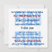 Invitation Modèle W360 des Cercles bleus modernes du 50e anni (Dos)