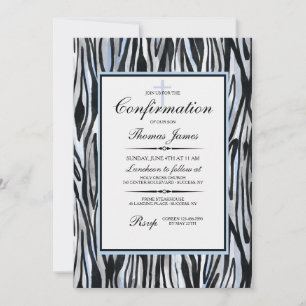 Invitation Modèle Zèbre avec bleu