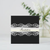 Invitation Modèles de fête élégants noir et argent (Debout devant)