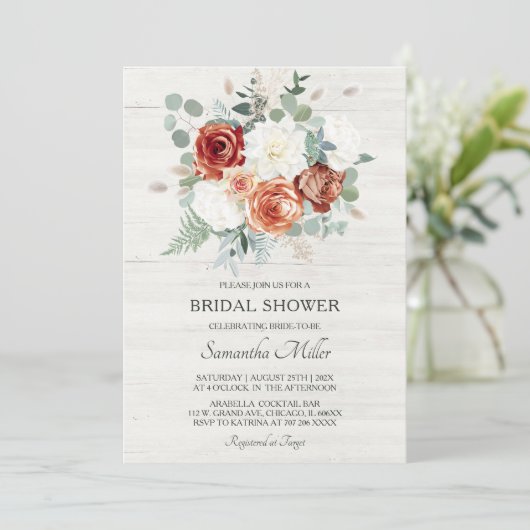 Invitation Modèles De La Fête des mariées Des Terracotta Et S (Debout devant)