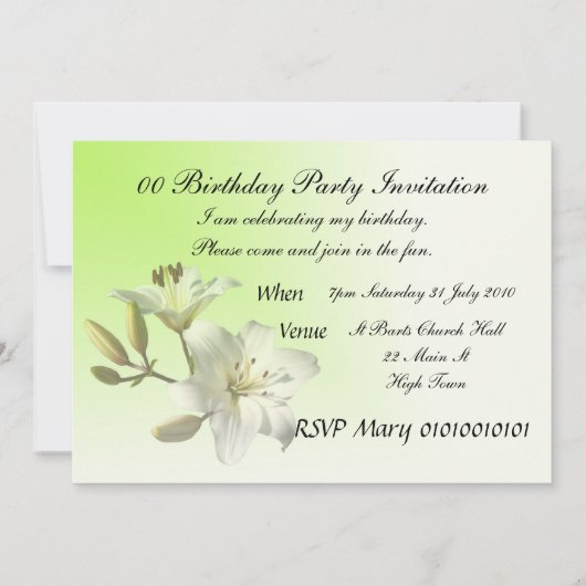 Invitation Modèles de l'invitation (Dos)