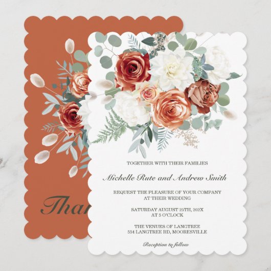 Invitation Modèles de mariage Terracotta Sage (Devant / Derrière)